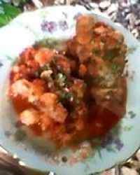 chou fleur et pied de porc sauce tomate